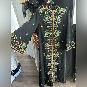 Embroidered Black Kaftan Dress - vintage